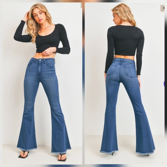Just Black Denim - ❤️ JUST BLACK DENIM HIGH RISE CLASSIC BELL BOTTOM FLARE JEANS, 4 (27)